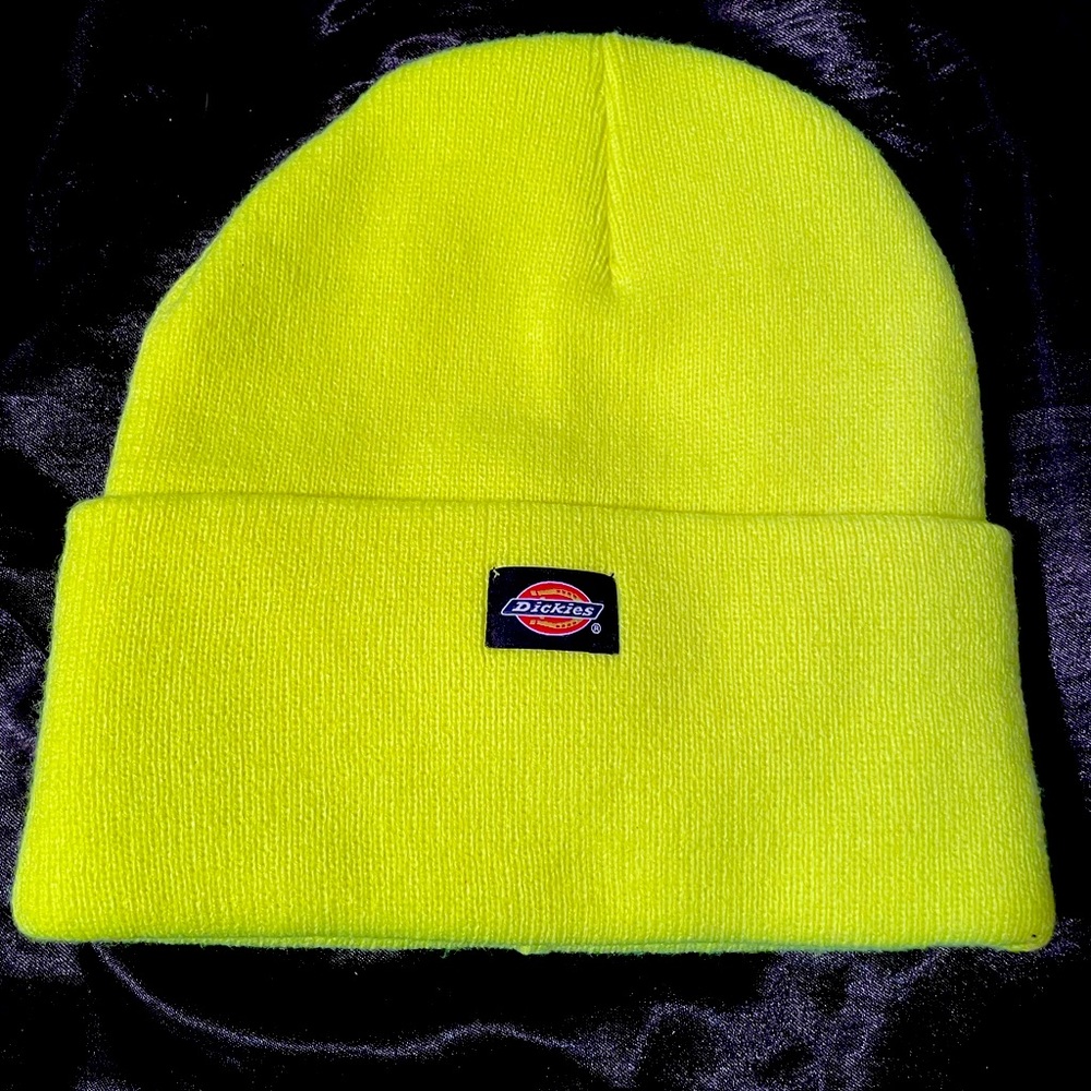 Neon yellow Dickies beanie hat